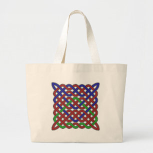 Blue, Green and Red Celtic Knots Large Tote Bag