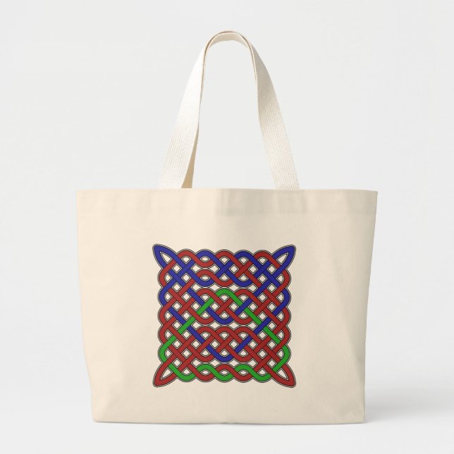 Blue, Green and Red Celtic Knots Large Tote Bag (Front)