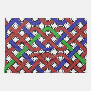 Blue, Green and Red Celtic Knots Tea Towel