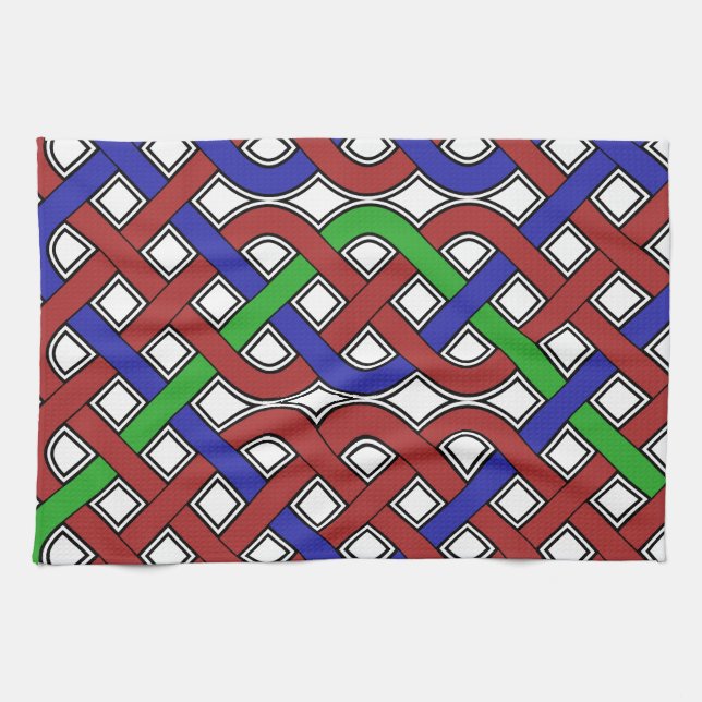 Blue, Green and Red Celtic Knots Tea Towel (Horizontal)