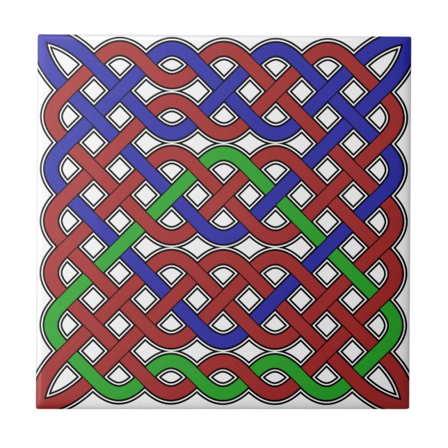 Blue, Green and Red Celtic Knots Tile (Front)