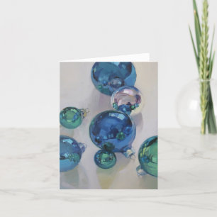 Blue, Green, and Silver Ornaments Holiday Card