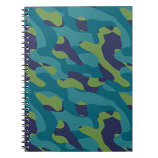 Blue Green and Teal Camo Abstract Notebook