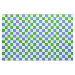 Blue Green And White Chequered Pattern Fabric