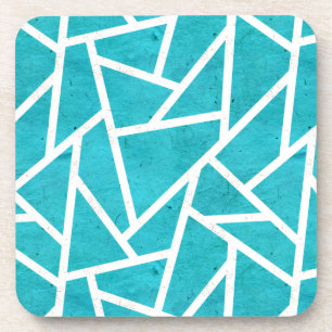 Blue-green and white mosaic pattern coaster