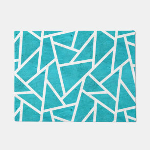 Blue-green and white mosaic pattern doormat
