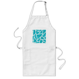 Blue-green and white mosaic pattern long apron