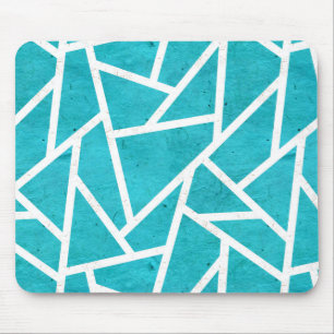 Blue-green and white mosaic pattern mouse pad