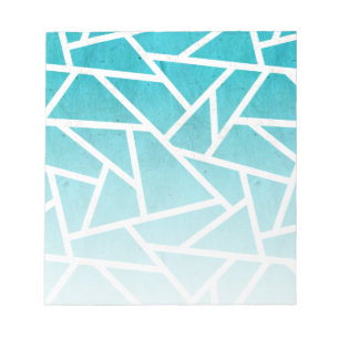 Blue-green and white mosaic pattern notepad