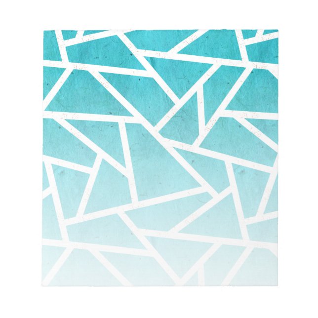 Blue-green and white mosaic pattern notepad (Front)