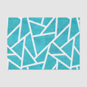 Blue-green and white mosaic pattern tissue paper