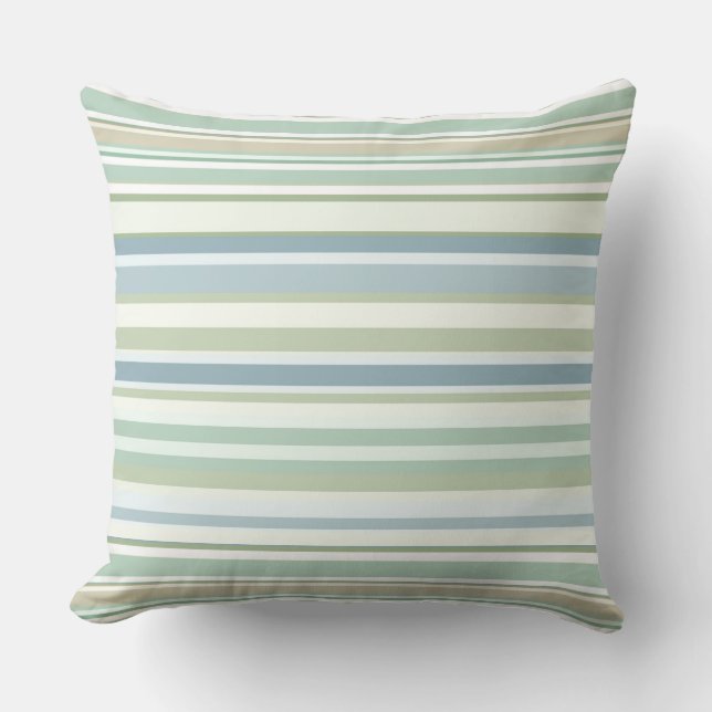 Blue Green and white stripes Cushion (Front)