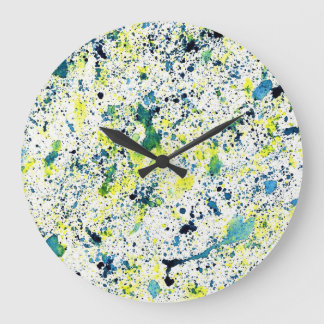 Blue, Green, and Yellow Abstract Large Clock