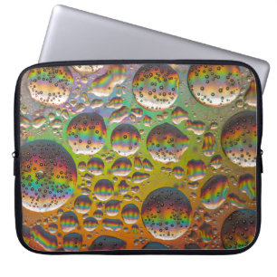 Blue green and yellow bubbles laptop sleeve
