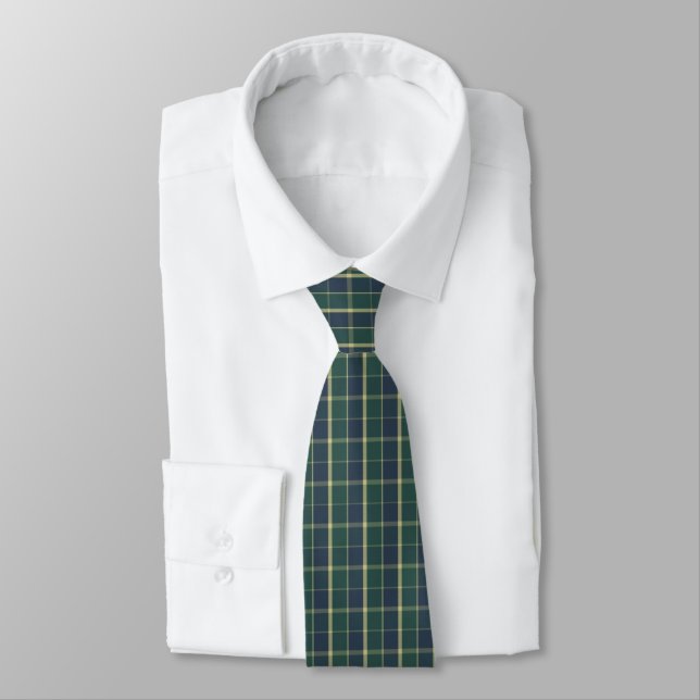 Blue Green and Yellow Plaid Men's Neck tie (Tied)