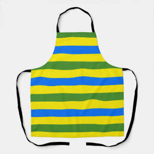Blue Green and Yellow Stripes Design Apron