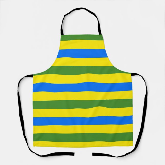 Blue Green and Yellow Stripes Design Apron (Front)