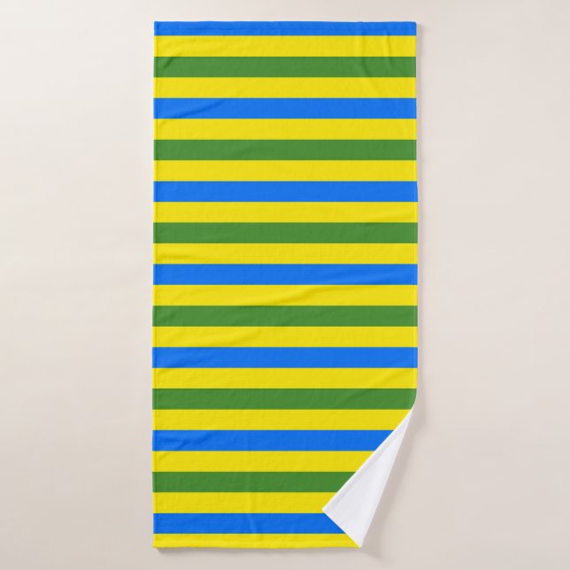 Blue Green and Yellow Stripes Design Bath Towel (Bath Towel)