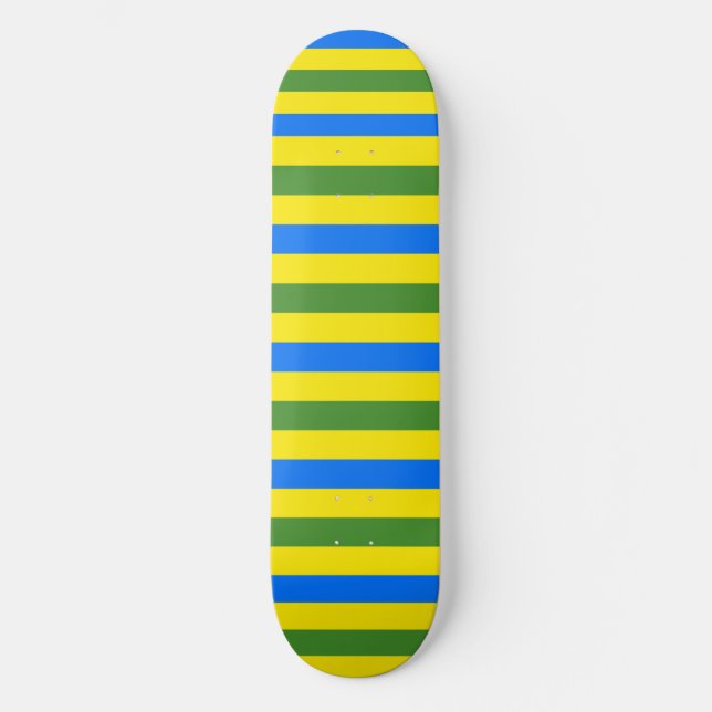 Blue Green and Yellow Stripes Design Skateboard (Front)