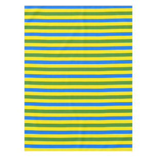 Blue Green and Yellow Stripes Design Tablecloth