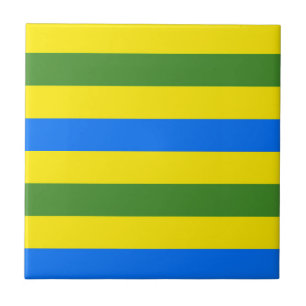 Blue Green and Yellow Stripes Design Tile