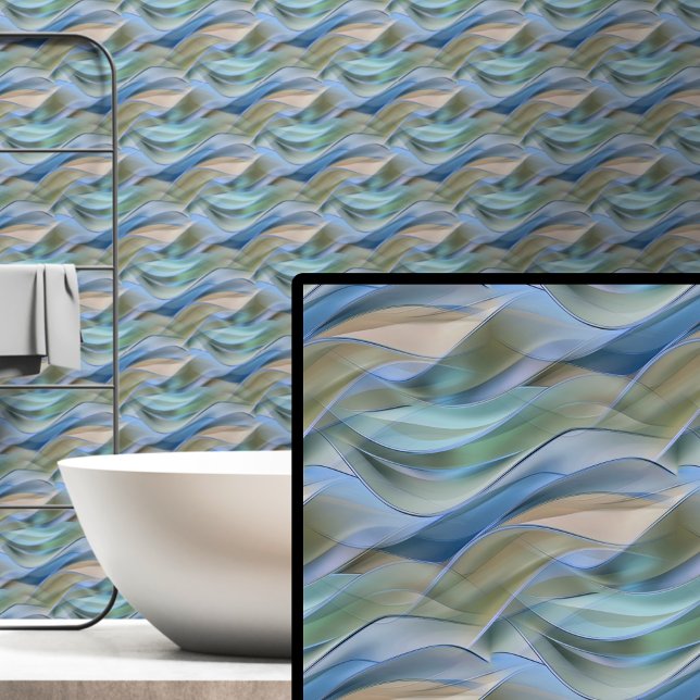 Blue Green Aqua Abstract Waves Wallpaper (Creator Uploaded)