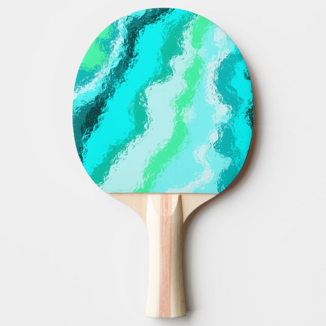 Blue Green Aqua Painterly Scumbled Look Ping Pong Paddle (Front)