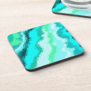 Blue Green Aqua Painterly Scumbled Style Coaster