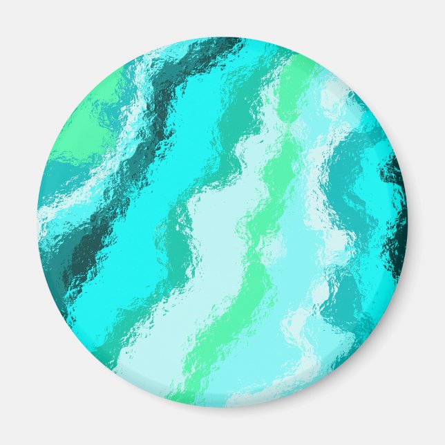 Blue Green Aqua Painterly Scumbled Style Magnet (Front)