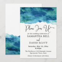 Blue Green Aqua Watercolor Modern Wedding 1