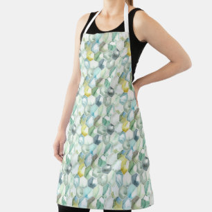 Blue & Green Aquarelle Honycomb Pattern Apron