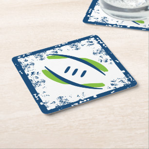 Blue & Green Artistic Scruff Football Coasters
