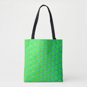 Blue green bag, raised tone and lines tote bag