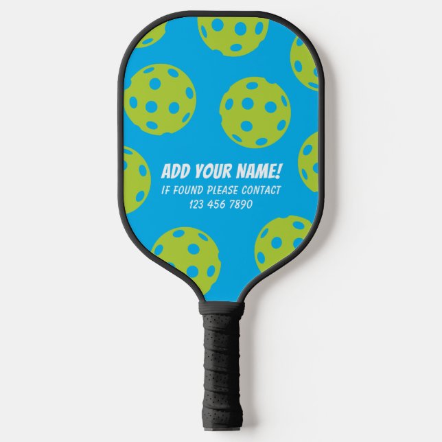 Blue Green Ball Pattern Pickleball Paddle (Front)