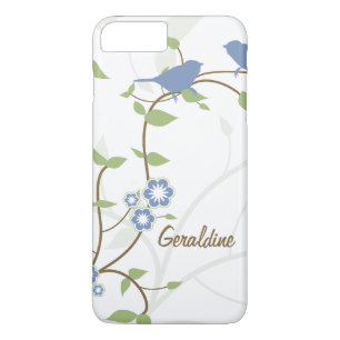 Blue Green Birds Leaves Flowers Case-Mate iPhone Case