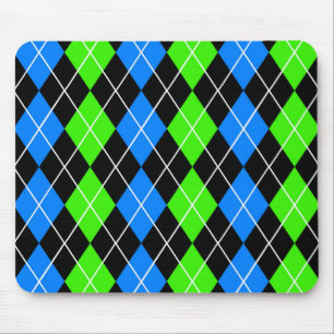 Blue Green Black Argyle Diamond Design Mouse Pad