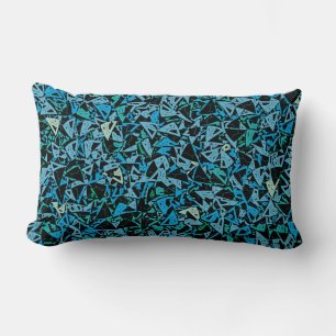 Blue Green Black Triangle Seamless Pattern Lumbar Cushion