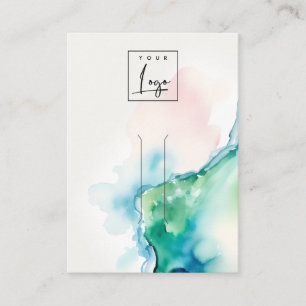 Blue Green Blush Watercolor Agate Hairpin Logo Business Card