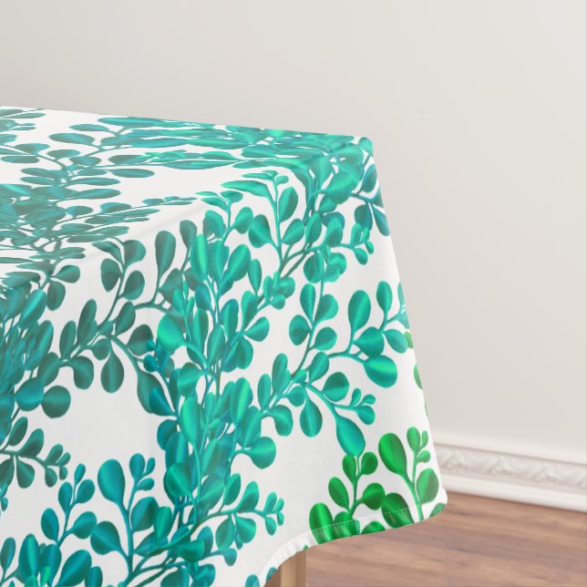 Blue Green Boxwood Branches Tablecloth (In Situ)