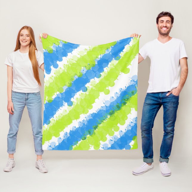  Blue & Green Bright Splatter Fleece Blanket (In Situ)