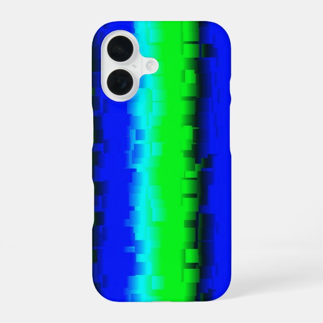 Blue Green Broken Glass Stripes iPhone 16 Case (Back)
