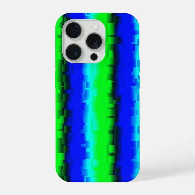 Blue Green Broken Glass Stripes iPhone Case (Back)