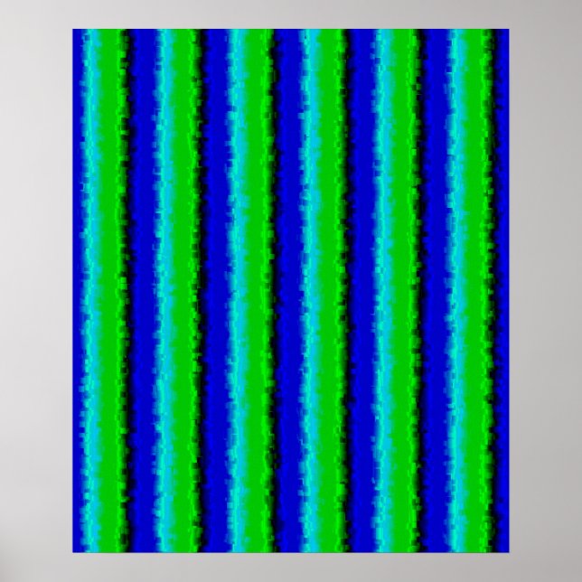 Blue Green Broken Glass Stripes Poster (Front)