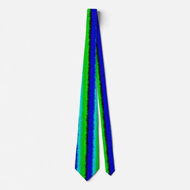 Blue Green Broken Glass Stripes Tie (Front)