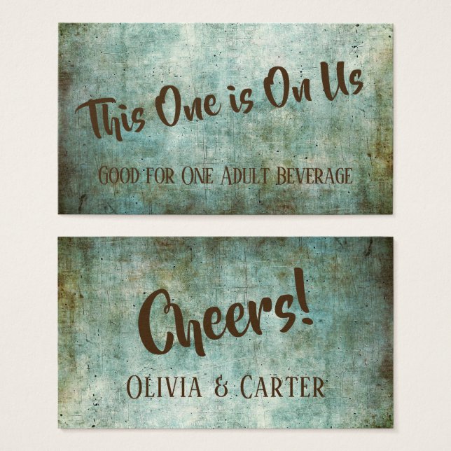 Blue, Green & Brown Rustic Vintage Drink Tickets (Front & Back)