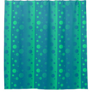 Blue Green Bubbles Shower Curtain