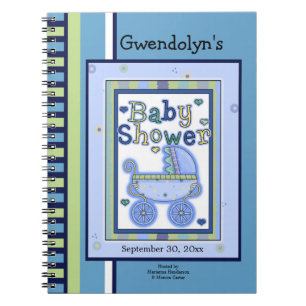 Blue Green Buggy Baby Shower Notebook