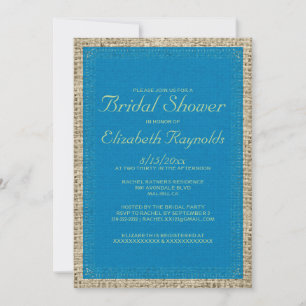 Blue & Green Burlap Bridal Shower Invitations