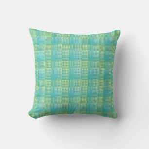 Blue Green Checker Abstract Pattern Cushion