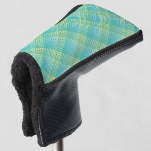 Blue Green Checker Abstract Pattern Golf Head Cover